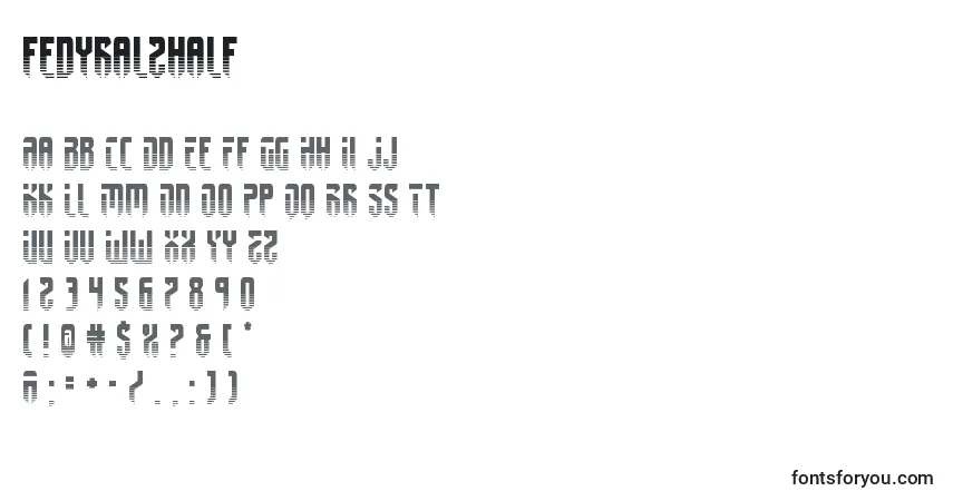 Schriftart Fedyral2half – Alphabet, Zahlen, spezielle Symbole