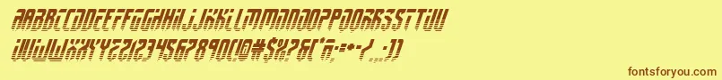 フォントfedyral2halfital – 茶色の文字が黄色の背景にあります。