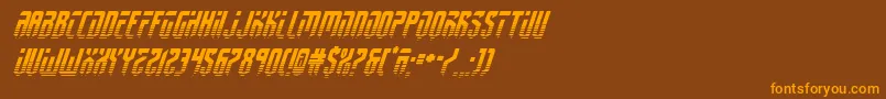 フォントfedyral2halfital – オレンジ色の文字が茶色の背景にあります。