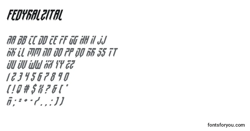 Schriftart Fedyral2ital – Alphabet, Zahlen, spezielle Symbole