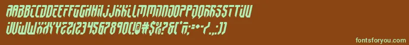 フォントfedyral2semital – 緑色の文字が茶色の背景にあります。