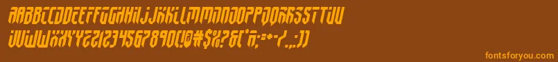 フォントfedyral2semital – オレンジ色の文字が茶色の背景にあります。