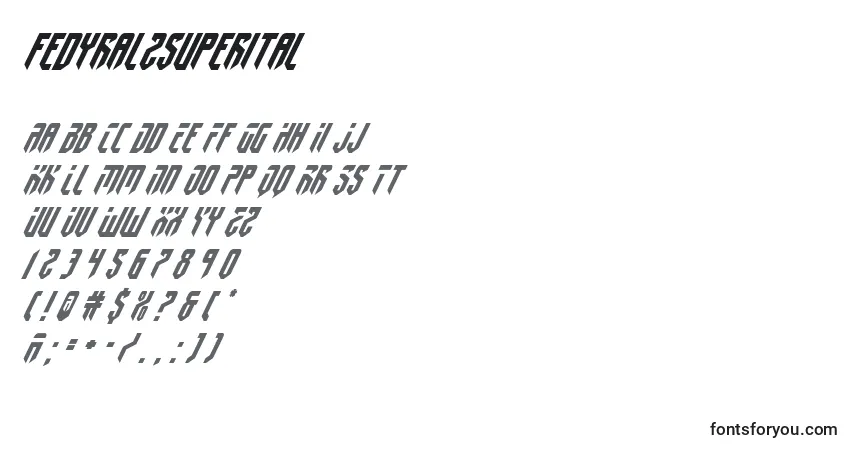Schriftart Fedyral2superital – Alphabet, Zahlen, spezielle Symbole