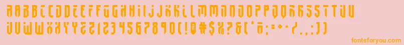 フォントfedyral2title – オレンジの文字がピンクの背景にあります。