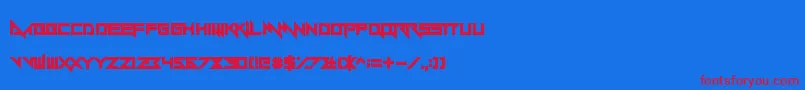 Yandermo-Schriftart – Rote Schriften auf blauem Hintergrund