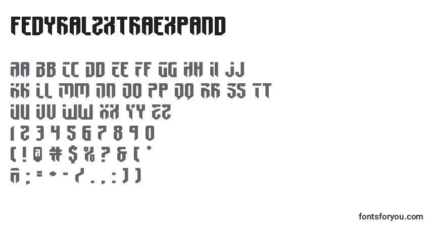 A fonte Fedyral2xtraexpand – alfabeto, números, caracteres especiais
