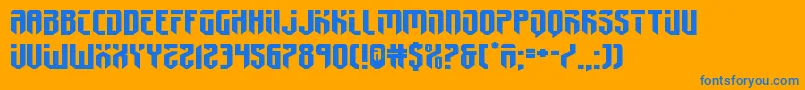 fedyral2xtraexpand-Schriftart – Blaue Schriften auf orangefarbenem Hintergrund