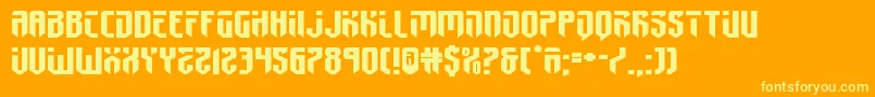 fedyral2xtraexpand-Schriftart – Gelbe Schriften auf orangefarbenem Hintergrund