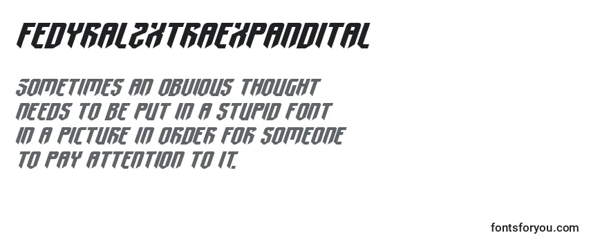 Überblick über die Schriftart Fedyral2xtraexpandital