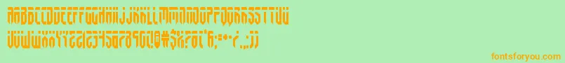 フォントfedyralcond – オレンジの文字が緑の背景にあります。