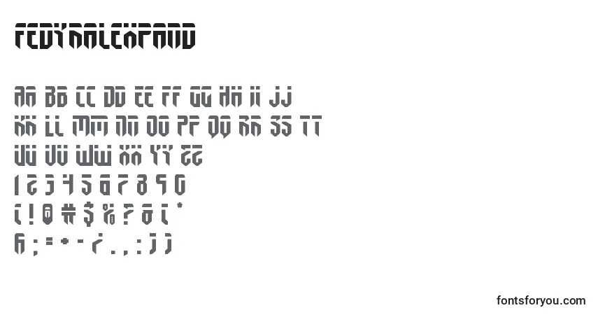 Czcionka Fedyralexpand – alfabet, cyfry, specjalne znaki
