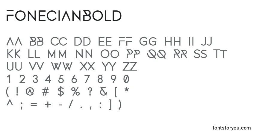 Schriftart FonecianBold – Alphabet, Zahlen, spezielle Symbole