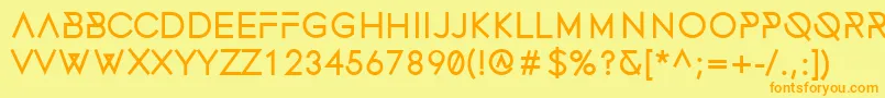 フォントFonecianBold – オレンジの文字が黄色の背景にあります。