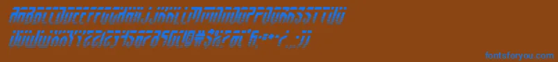 fedyralhalfital-Schriftart – Blaue Schriften auf braunem Hintergrund