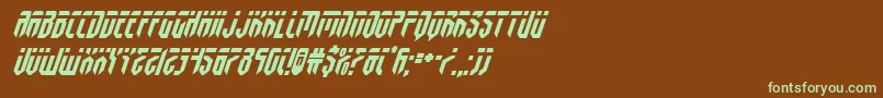 フォントfedyralital – 緑色の文字が茶色の背景にあります。