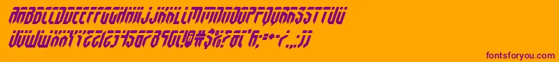 fedyralital-Schriftart – Violette Schriften auf orangefarbenem Hintergrund