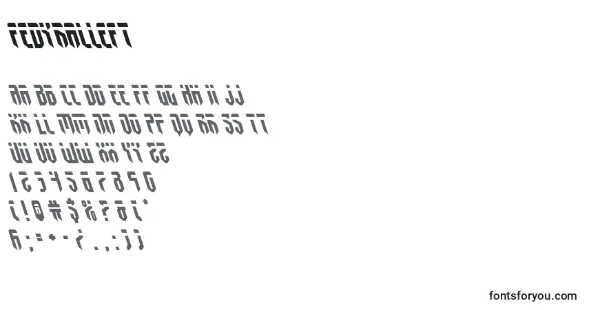 Czcionka Fedyralleft – alfabet, cyfry, specjalne znaki