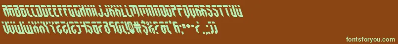 フォントfedyralleft – 緑色の文字が茶色の背景にあります。