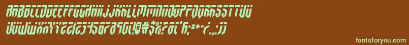 フォントfedyralsemital – 緑色の文字が茶色の背景にあります。