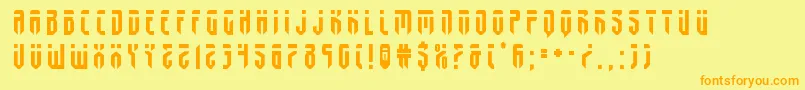 フォントfedyraltitle – オレンジの文字が黄色の背景にあります。