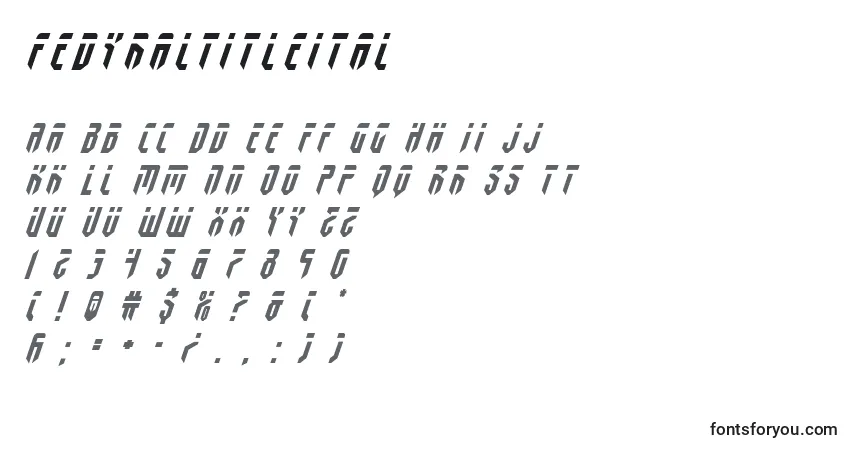 Schriftart Fedyraltitleital – Alphabet, Zahlen, spezielle Symbole