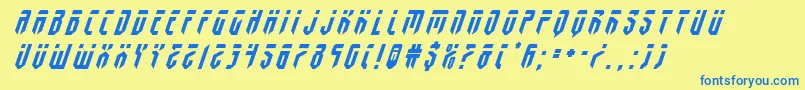 フォントfedyraltitleital – 青い文字が黄色の背景にあります。