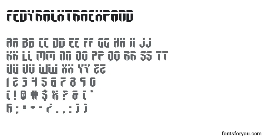 A fonte Fedyralxtraexpand – alfabeto, números, caracteres especiais
