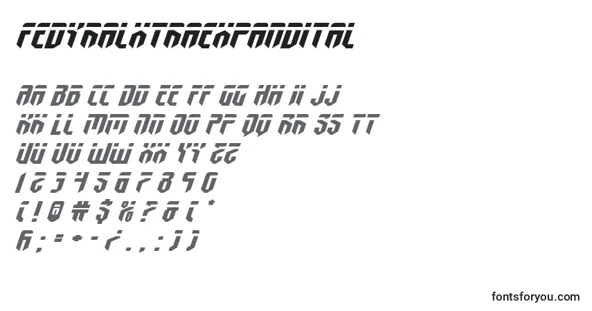Schriftart Fedyralxtraexpandital – Alphabet, Zahlen, spezielle Symbole