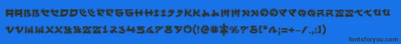 Yamamotoa-Schriftart – Schwarze Schriften auf blauem Hintergrund