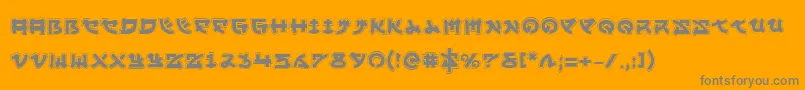 Yamamotoa-Schriftart – Graue Schriften auf orangefarbenem Hintergrund