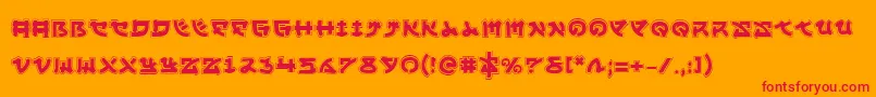 Yamamotoa-Schriftart – Rote Schriften auf orangefarbenem Hintergrund