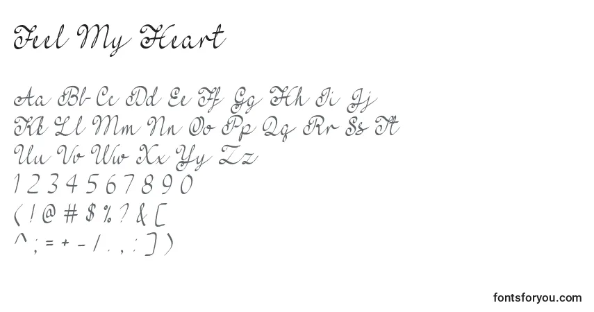 Schriftart Feel My Heart   – Alphabet, Zahlen, spezielle Symbole