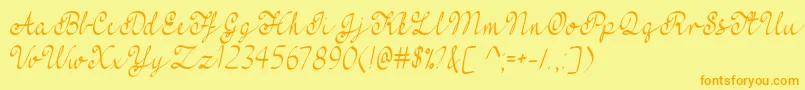 Feel My Heart  -Schriftart – Orangefarbene Schriften auf gelbem Hintergrund