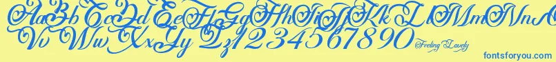 Czcionka Feeling Lovely – niebieskie czcionki na żółtym tle