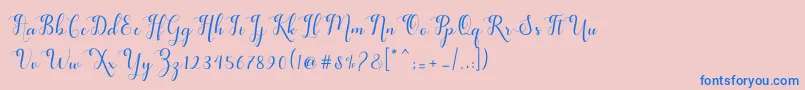 フォントfeeling – ピンクの背景に青い文字