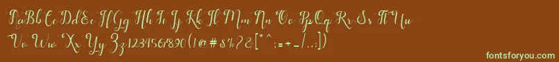 フォントfeeling – 緑色の文字が茶色の背景にあります。