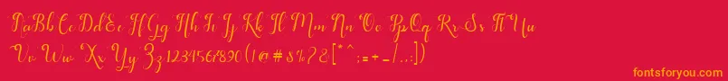 フォントfeeling – 赤い背景にオレンジの文字