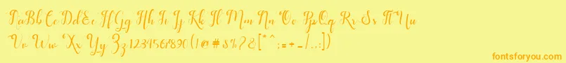 フォントfeeling – オレンジの文字が黄色の背景にあります。