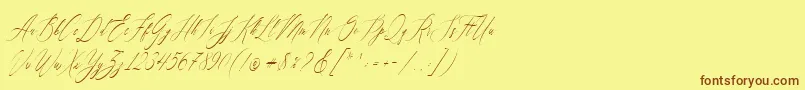 フォントFeelsmooth – 茶色の文字が黄色の背景にあります。