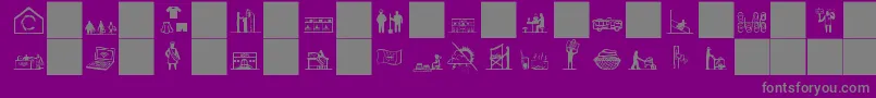feira da sulanca-Schriftart – Graue Schriften auf violettem Hintergrund