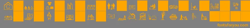 フォントfeira da sulanca – オレンジの文字は灰色の背景にあります。
