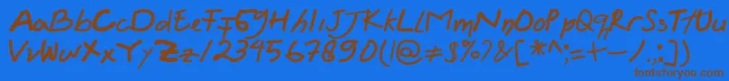 フォントFelicia Regular – 茶色の文字が青い背景にあります。