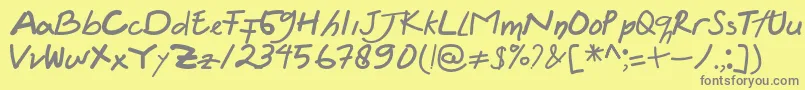 Felicia Regular-fontti – harmaat kirjasimet keltaisella taustalla