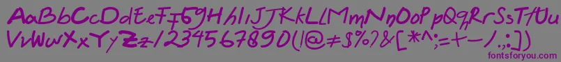フォントFelicia Regular – 紫色のフォント、灰色の背景