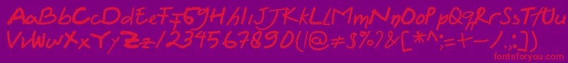 フォントFelicia Regular – 紫の背景に赤い文字