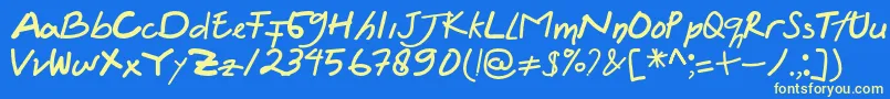 Felicia Regular-fontti – keltaiset fontit sinisellä taustalla