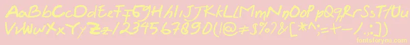 Felicia Regular-fontti – keltaiset fontit vaaleanpunaisella taustalla
