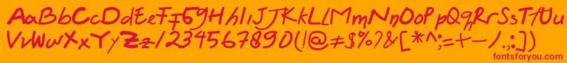 フォントFelicia Regular – オレンジの背景に赤い文字