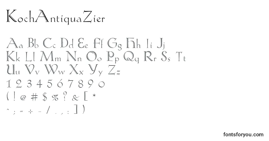 Czcionka KochAntiquaZier – alfabet, cyfry, specjalne znaki