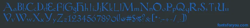 KochAntiquaZier Font – Blue Fonts on Black Background